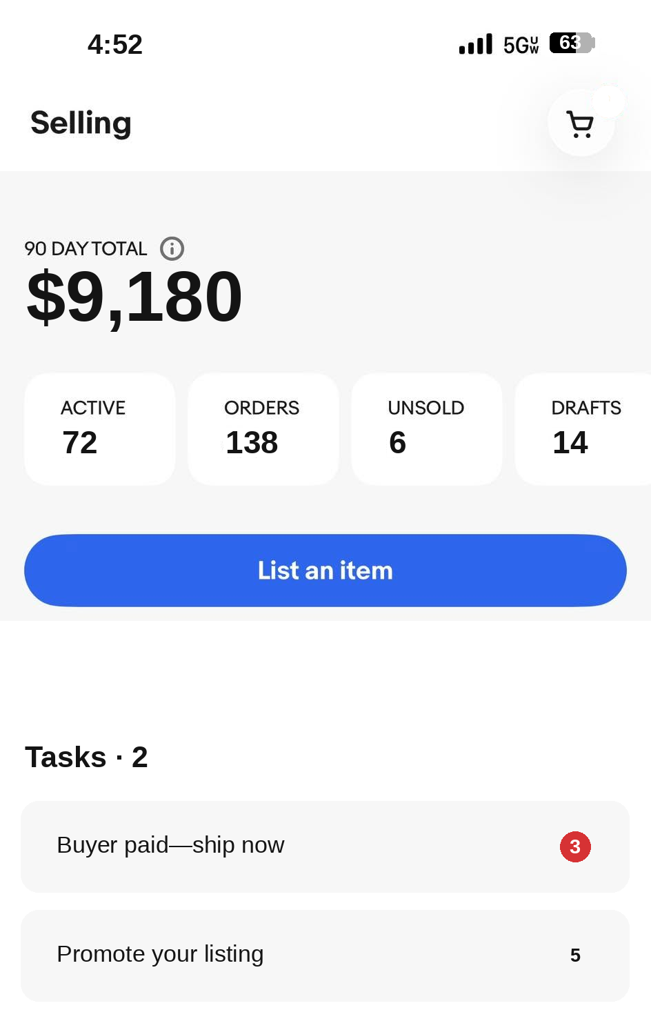 Customer seller dashboard result